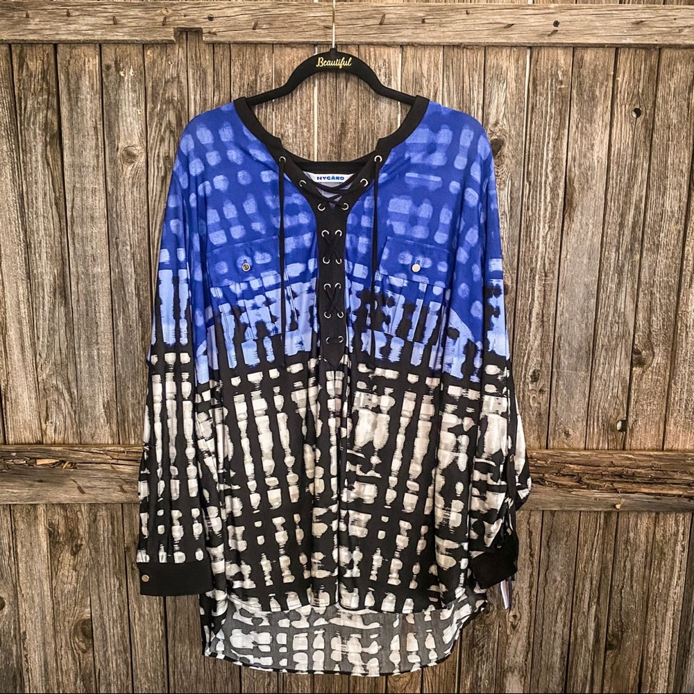 Blue & Black Blouse